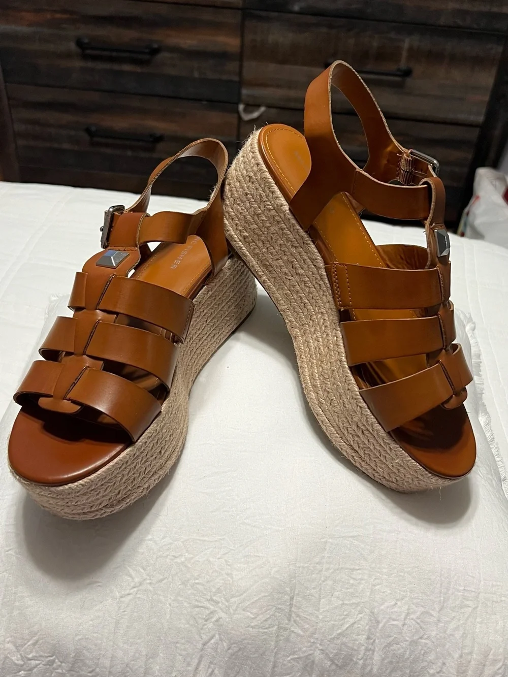 Marc Fisher Joven Espadrille Wedge Sandals in brown leather | Women’s 9.5